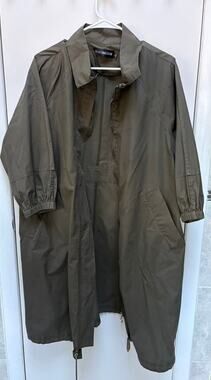 RUIJINGXIN Olive Green Trench Coat Women L Oversized Parka Long Jacket Vintage
